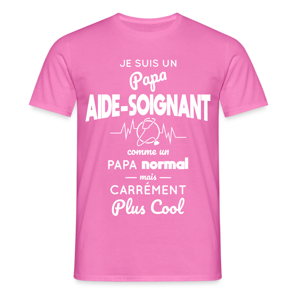 T-shirt Homme - Papa aide-soignant plus cool - rose