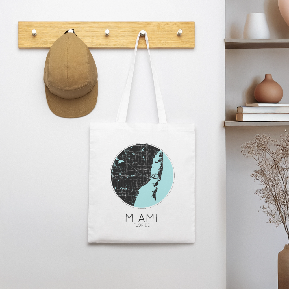 Tote Bag Miami Bio Coloris Clair – Plan de Miami - blanc