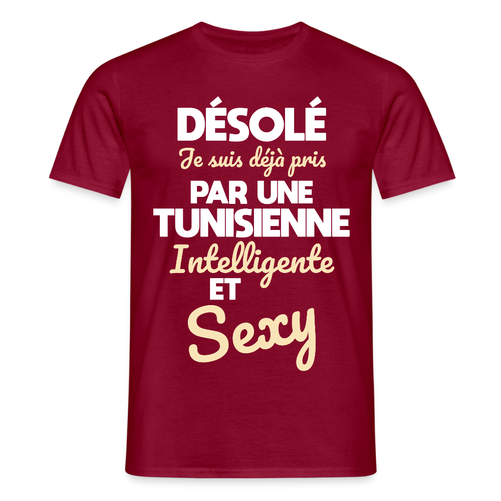 T-shirt Homme -  Je suis déjà pris par une Tunisienne intelligente et sexy - rouge brique