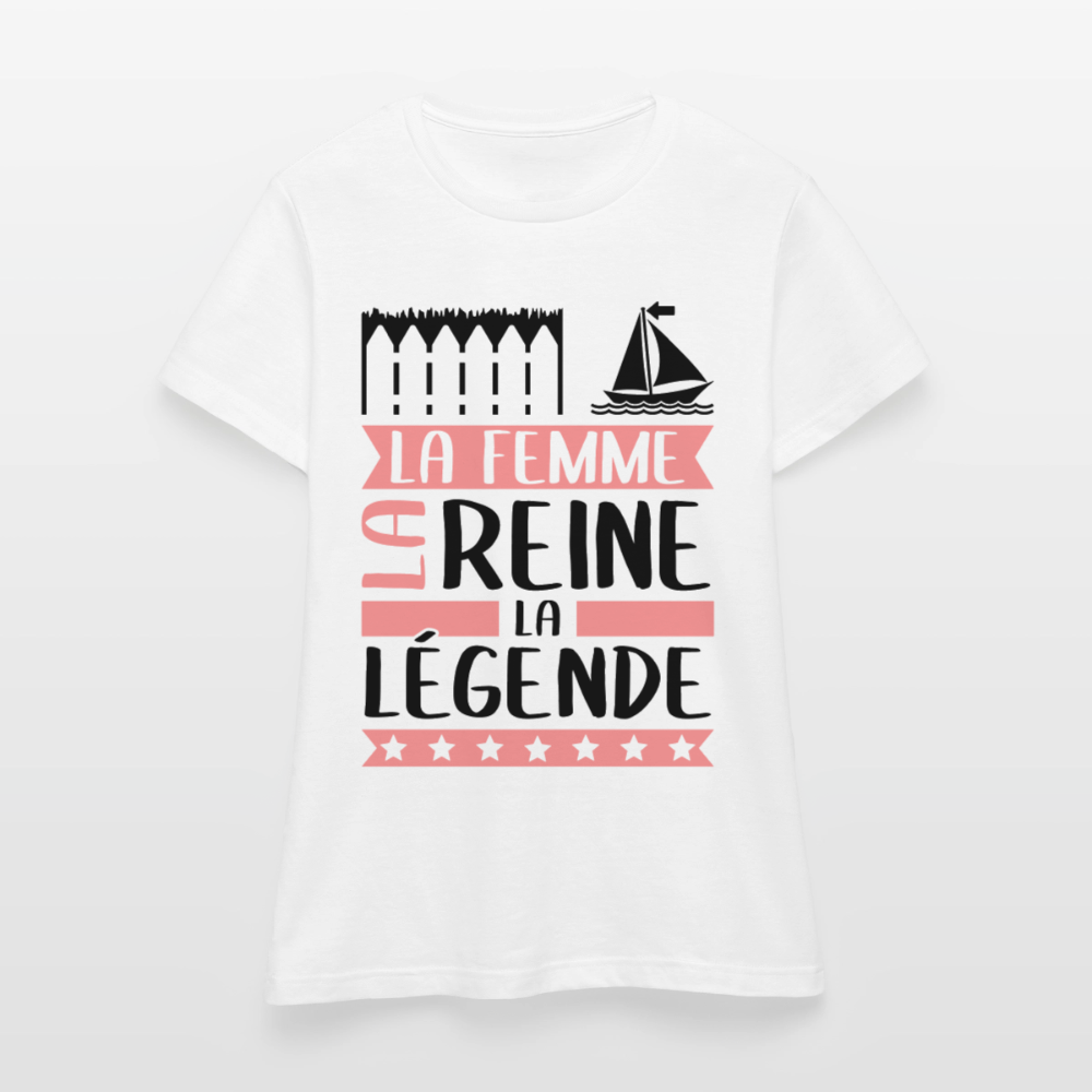 T-shirt femme coloris clair Emma rébus – La femme, la reine, la légende - blanc
