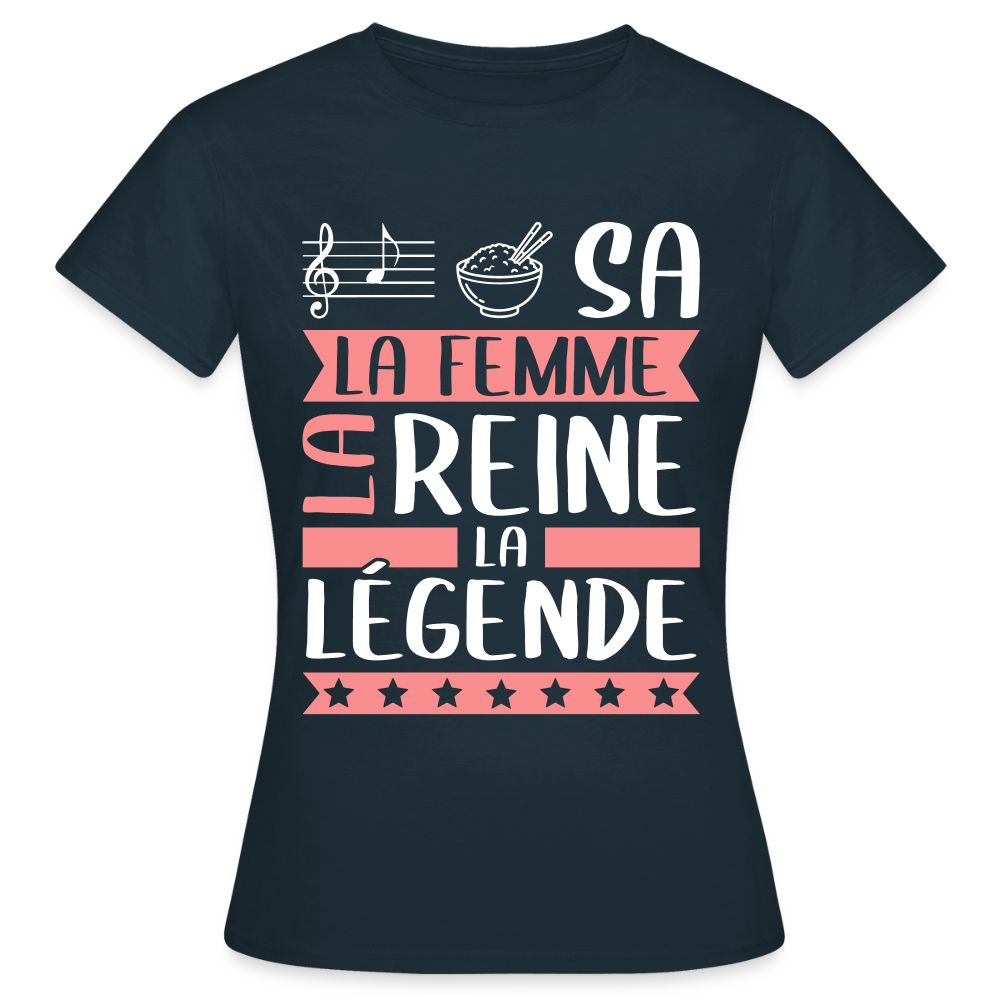 T-shirt femme Larissa rébus – La femme, la reine, la légende - marine