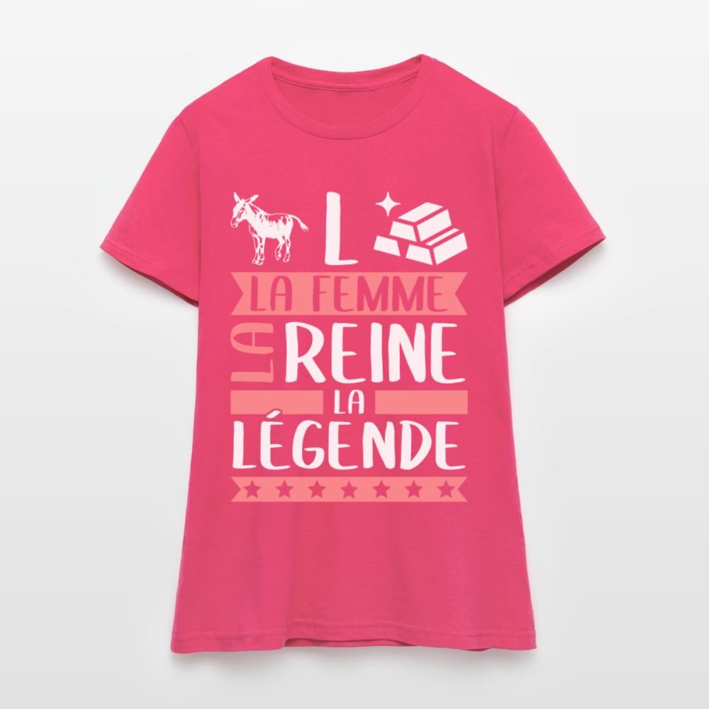 T-shirt femme Anne-Laure rébus – La femme, la reine, la légende - rose azalée