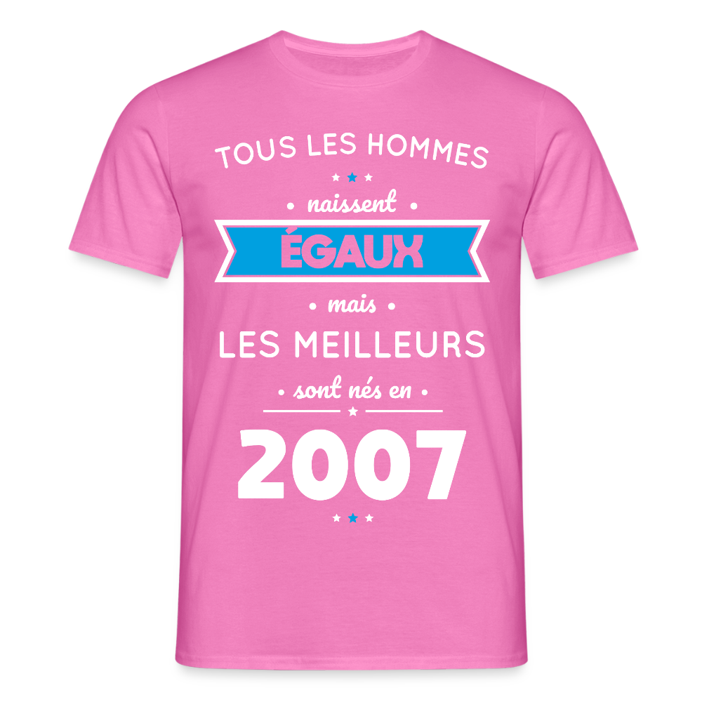 T-shirt Homme - Anniversaire 18 Ans - Les meilleurs sont nés en 2007 - rose