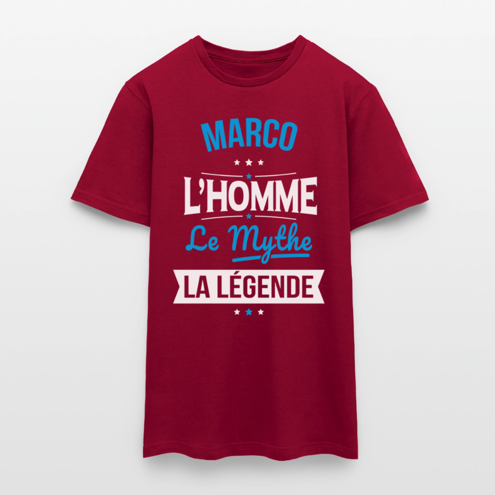 T-shirt Marco l’homme le mythe la légende – Cadeau original homme - rouge brique