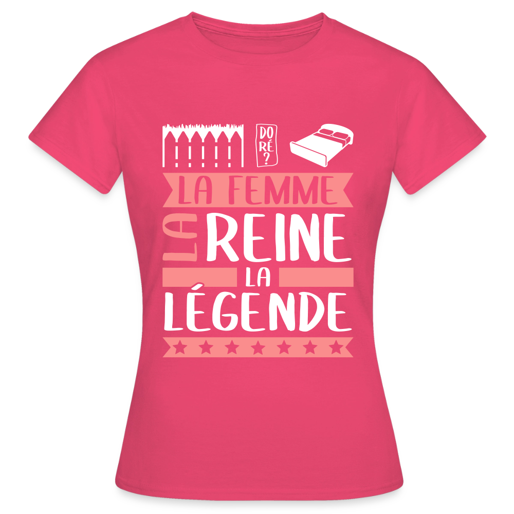 T-shirt femme Emilie rébus – La femme, la reine, la légende - rose azalée