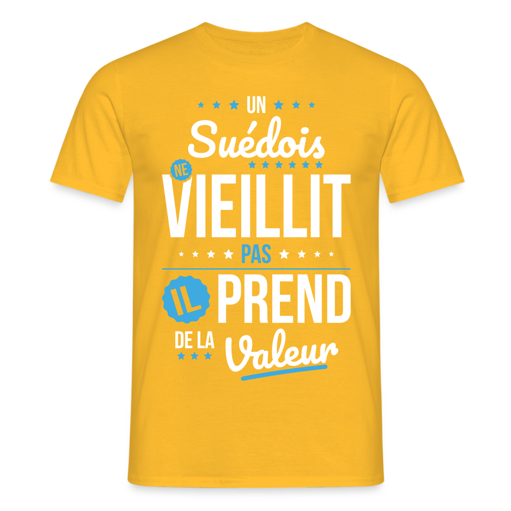 T-shirt Homme - Un Suédois ne vieillit pas - jaune