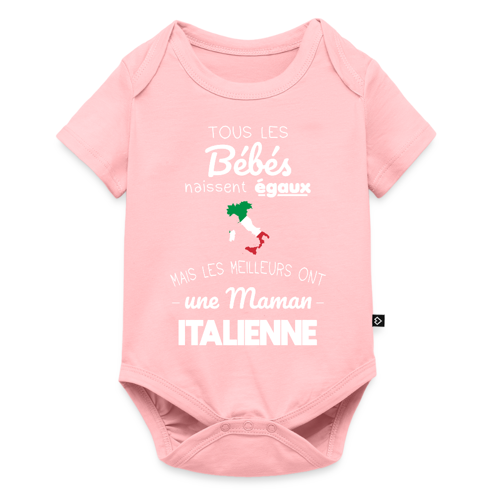 Body Bébé bio manches courtes - Les Meilleurs Ont Une Maman Italienne - rose