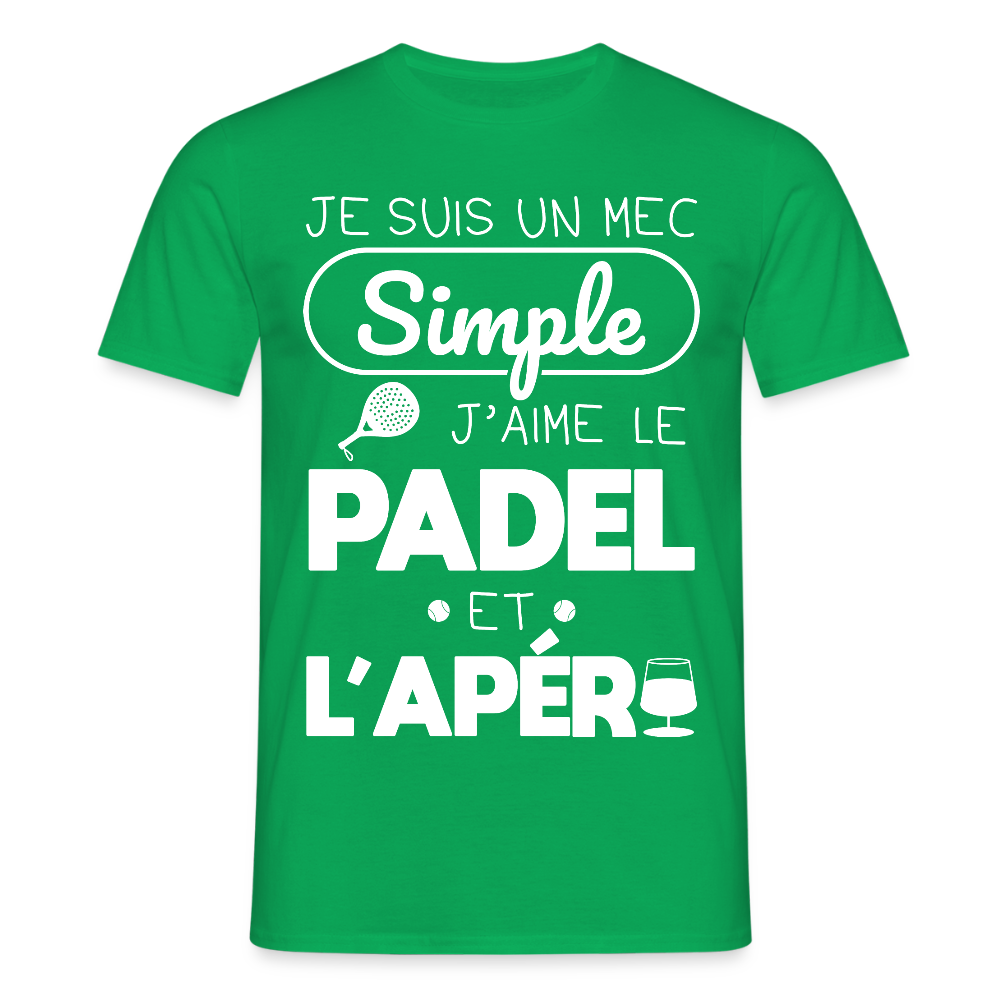 T-shirt Homme - Mec Simple j'aime le Padel et L'apéro - vert