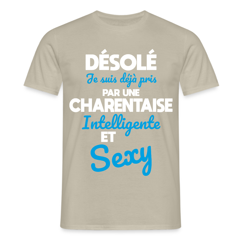 T-shirt Homme -  Je suis déjà pris par une Charentaise intelligente et sexy - beige sable