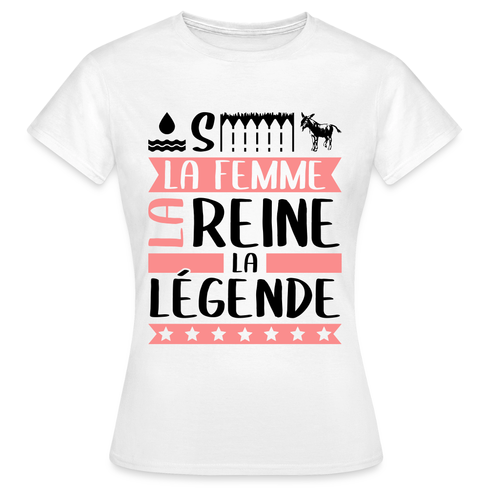 T-shirt femme coloris clair Océane rébus – La femme, la reine, la légende - blanc