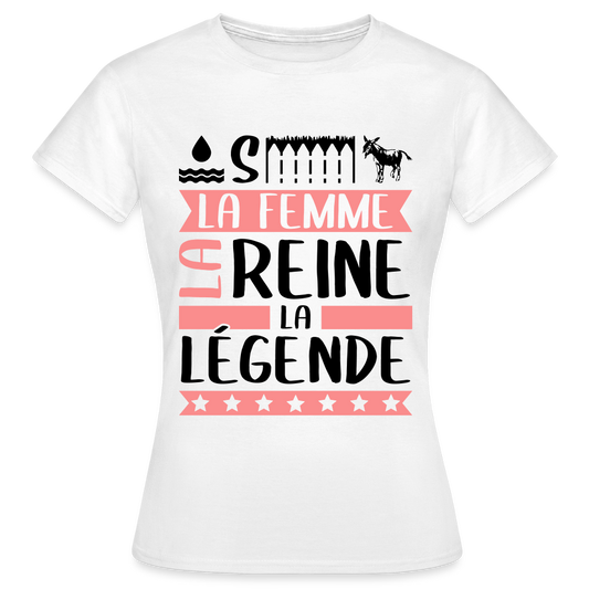 T-shirt femme coloris clair Océane rébus – La femme, la reine, la légende - blanc