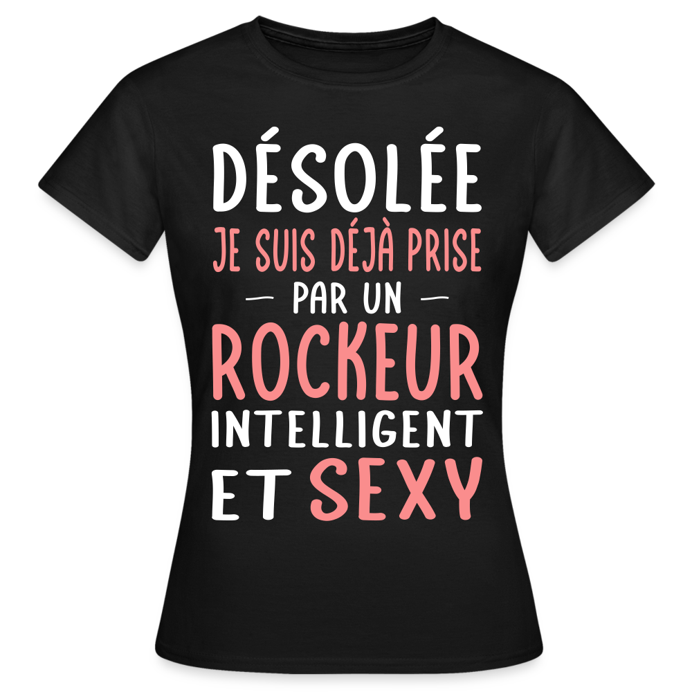 T-shirt Femme - Je suis prise par un rockeur intelligent et sexy - noir