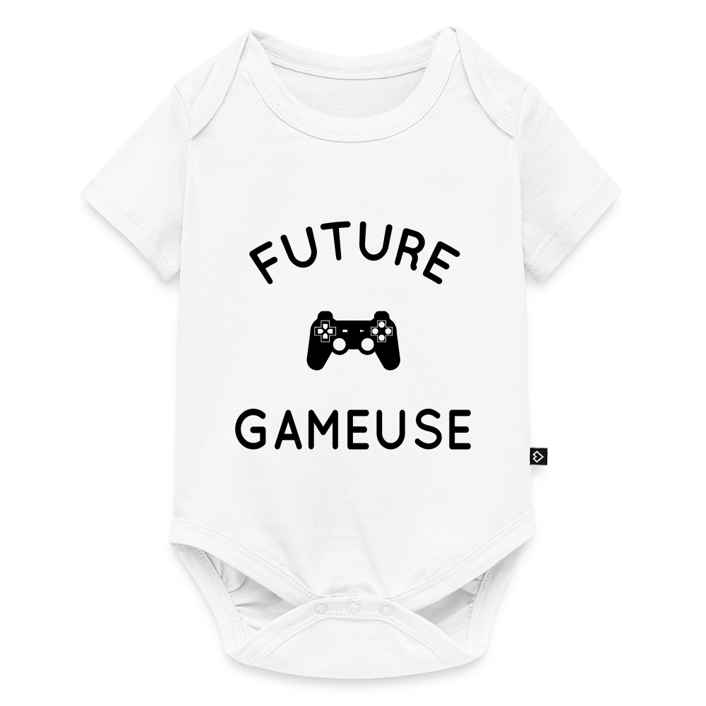 Body Bébé bio manches courtes - Future gameuse - blanc