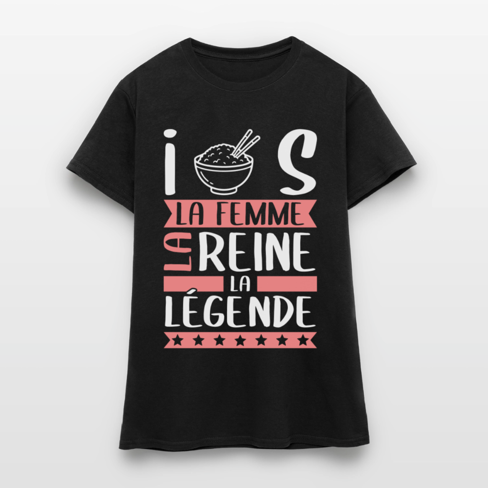 T-shirt femme Iris rébus – La femme, la reine, la légende - noir