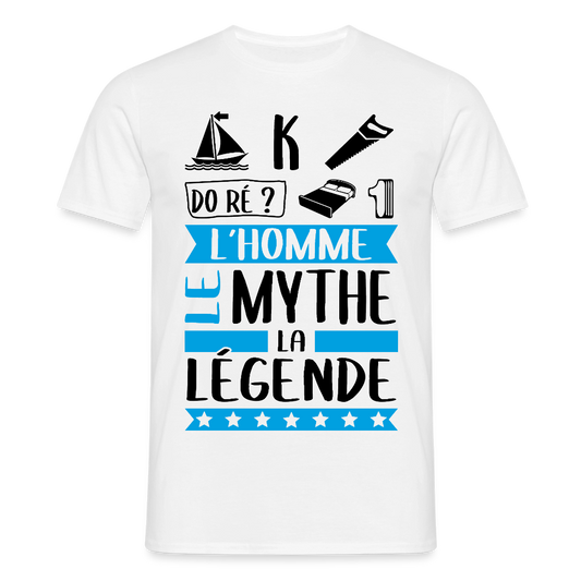 T-shirt homme coloris clair Maximilien en rébus – L’homme, le mythe, la légende - blanc