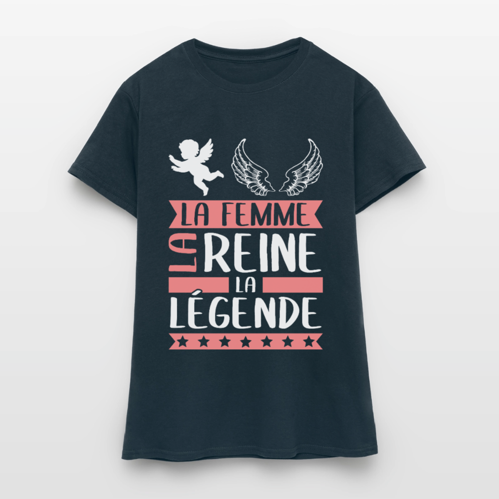 T-shirt femme Angèle rébus – La femme, la reine, la légende - marine