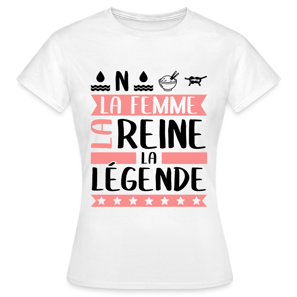 T-shirt femme coloris clair Honorine rébus – La femme, la reine, la légende - blanc