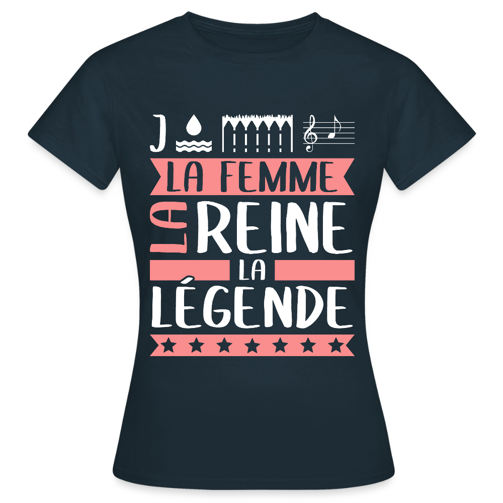 T-shirt femme Joëlla rébus – La femme, la reine, la légende - marine