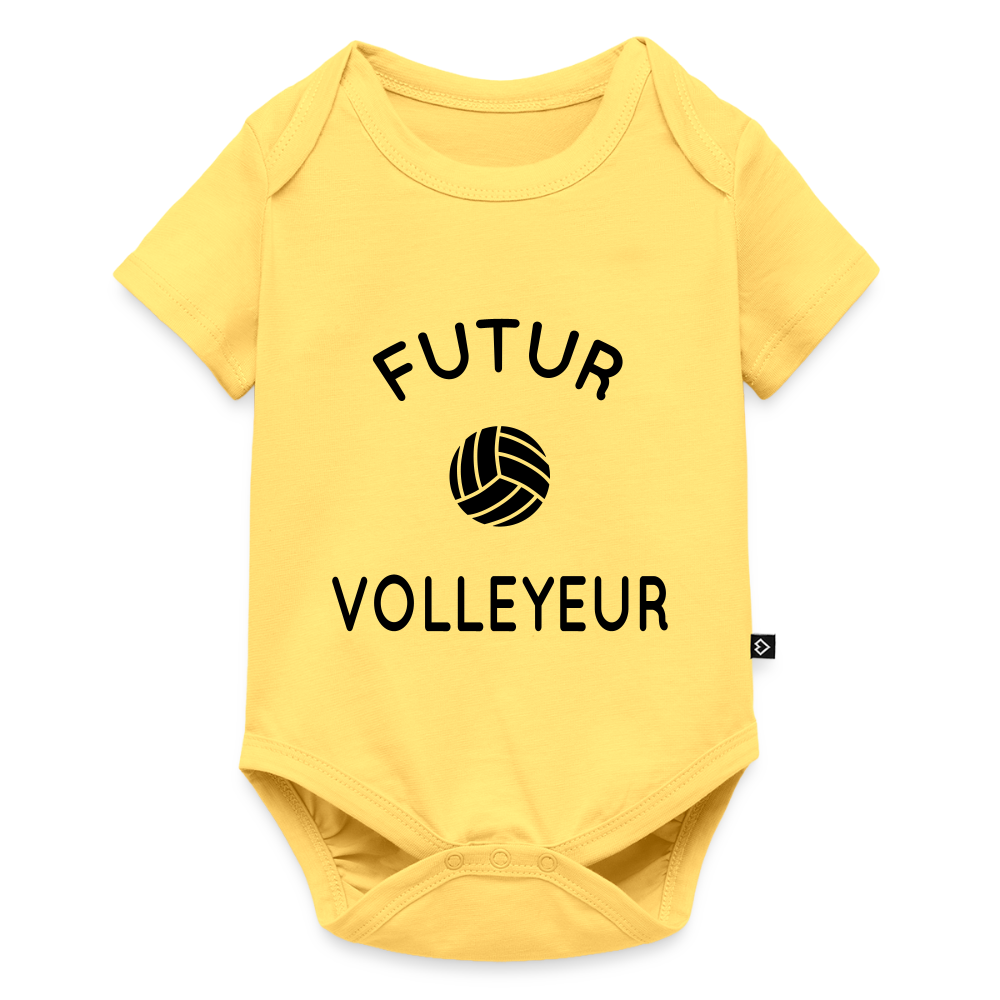 Body Bébé bio manches courtes - Futur volleyeur - jaune pastel