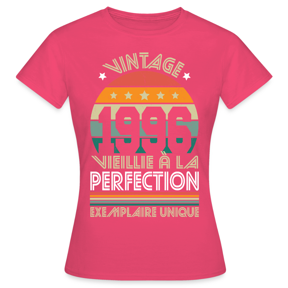 T-shirt anniversaire femme 30 ans – Vintage 1996 - Exemplaire unique - rose azalée