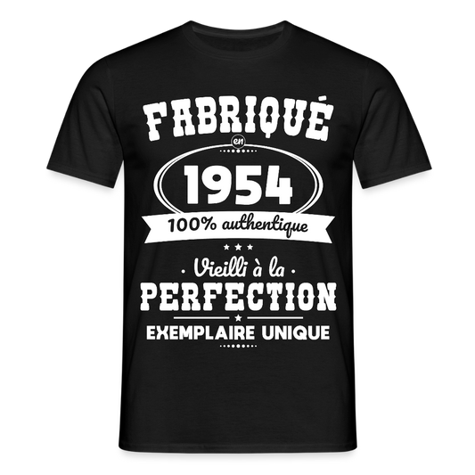 T-shirt Homme - Anniversaire 71 Ans - Fabriqué en 1954 - noir