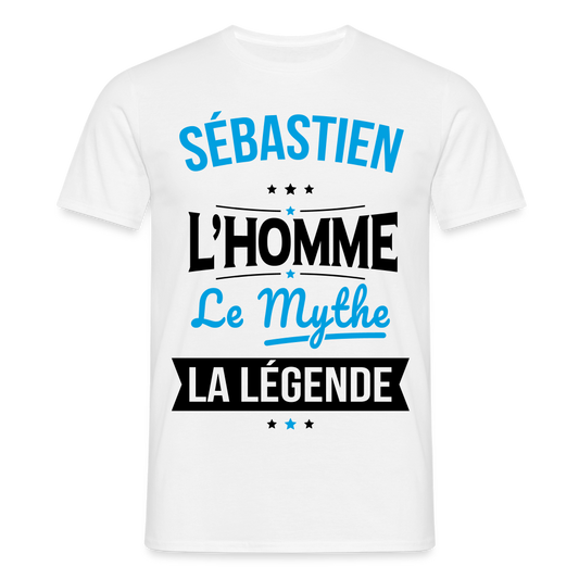 T-shirt Homme - Sébastien - l'Homme - le Mythe - la Légende - blanc
