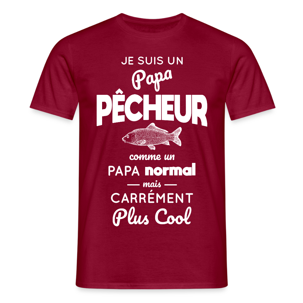 T-shirt Homme - Papa pêcheur plus cool - rouge brique