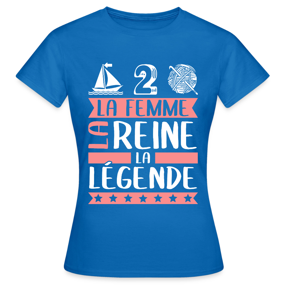 T-shirt femme Madeleine rébus – La femme, la reine, la légende - bleu royal