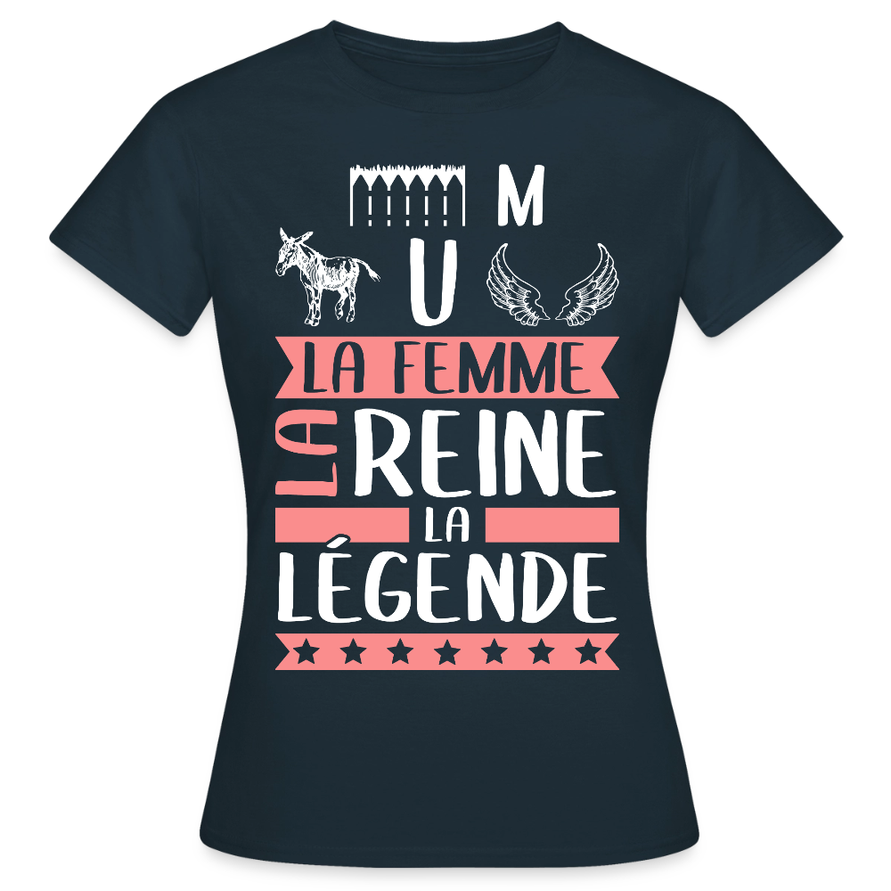 T-shirt femme Emmanuelle rébus – La femme, la reine, la légende - marine