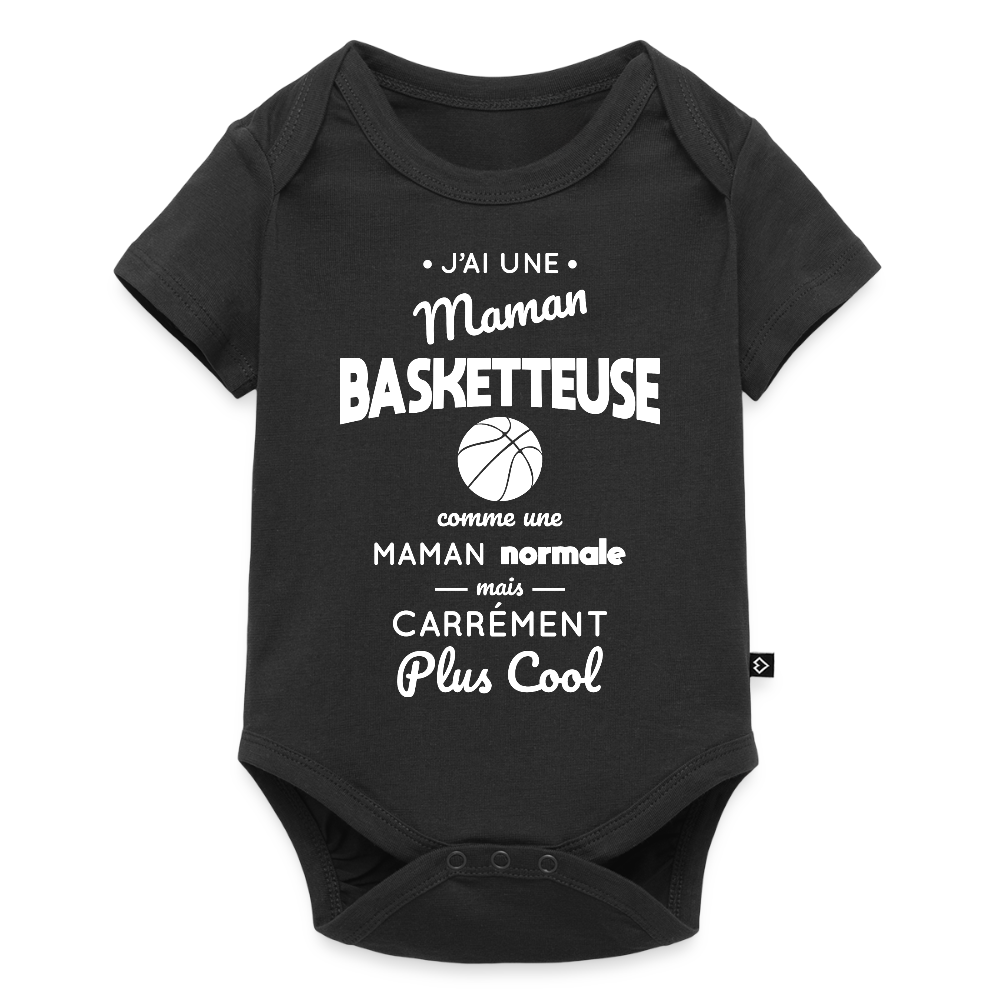 Body Bébé bio manches courtes - J'ai une maman basketteuse - noir