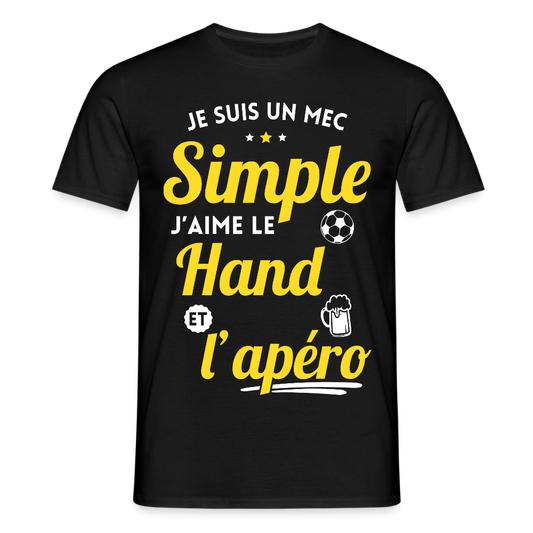 T-shirt Homme - J'aime le hand et l'apéro - noir