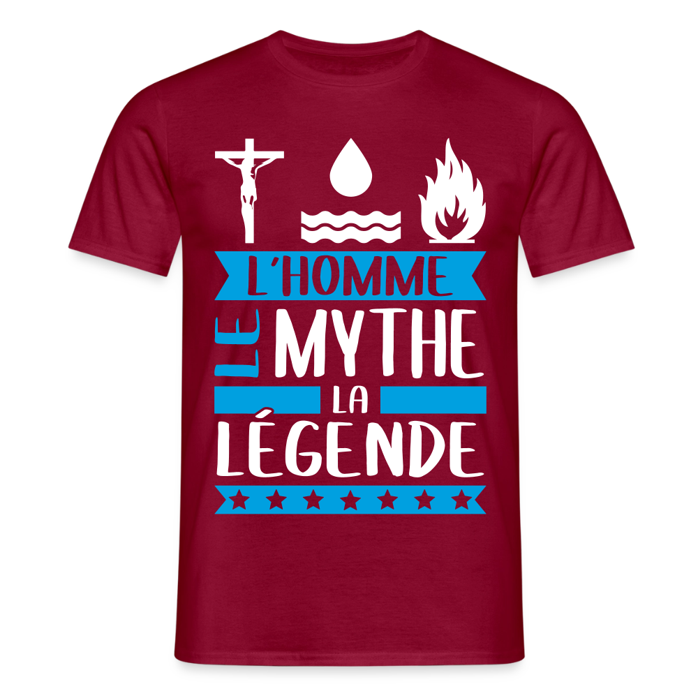 T-shirt homme Christophe rébus – L’homme, le mythe, la légende - rouge brique