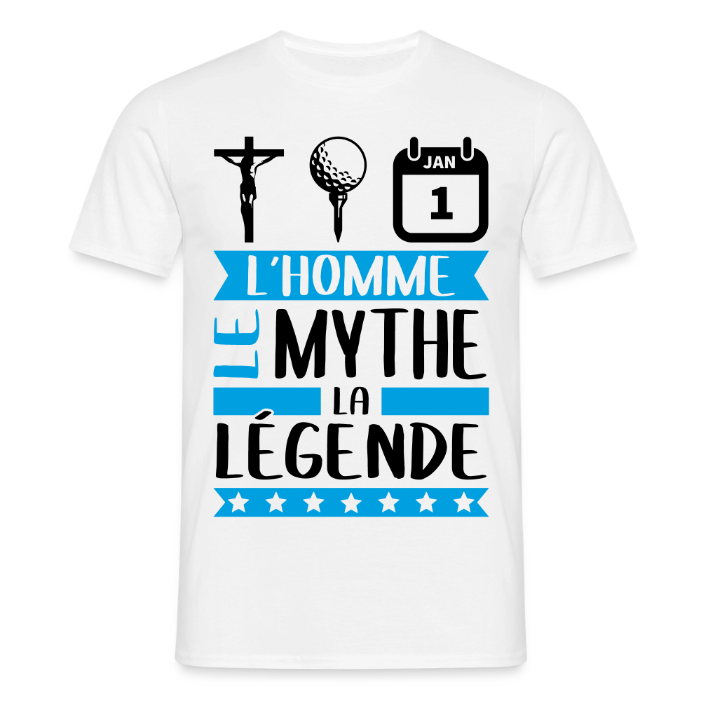 T-shirt homme coloris clair Christian rébus – L’homme, le mythe, la légende - blanc