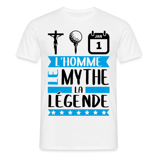 T-shirt homme coloris clair Christian rébus – L’homme, le mythe, la légende - blanc