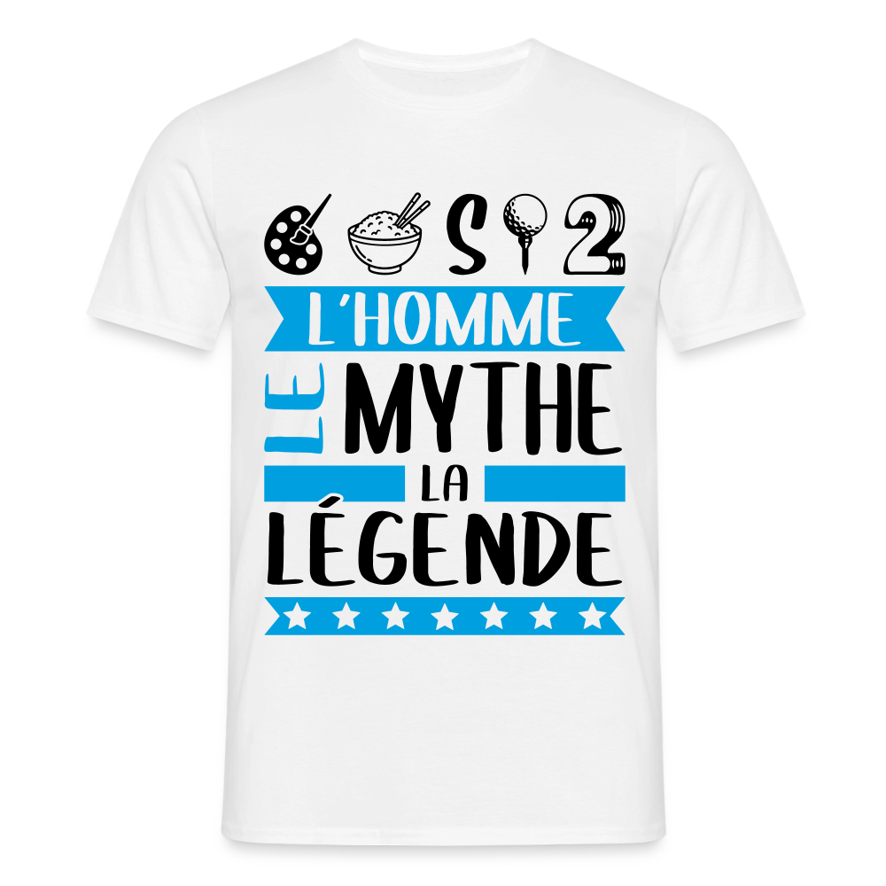 T-shirt homme coloris clair Aristide rébus – L’homme, le mythe, la légende - blanc