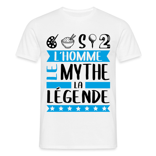 T-shirt homme coloris clair Aristide rébus – L’homme, le mythe, la légende - blanc