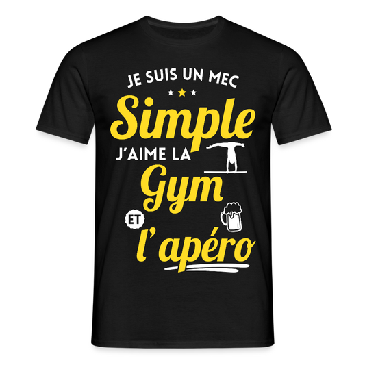 T-shirt Homme - J'aime la gym et l'apéro - noir