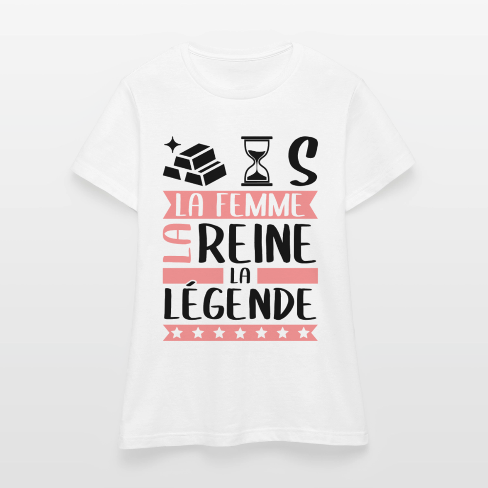 T-shirt femme coloris clair Hortense rébus – La femme, la reine, la légende - blanc