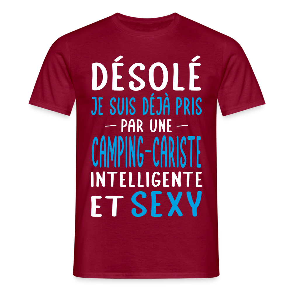 T-shirt Homme - Je suis déjà pris par une camping-cariste intelligente et sexy - rouge brique