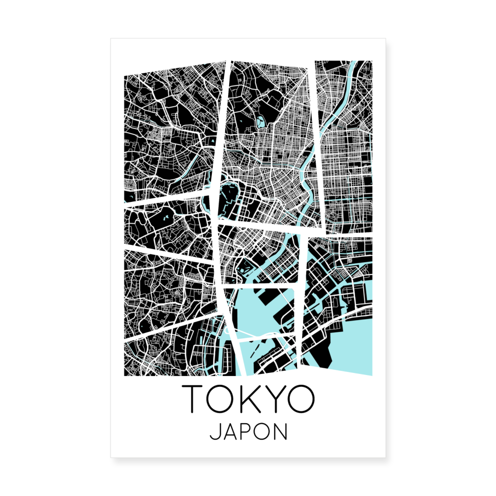 Poster Tokyo - Plan Tokyo - 20 x 30 cm - blanc