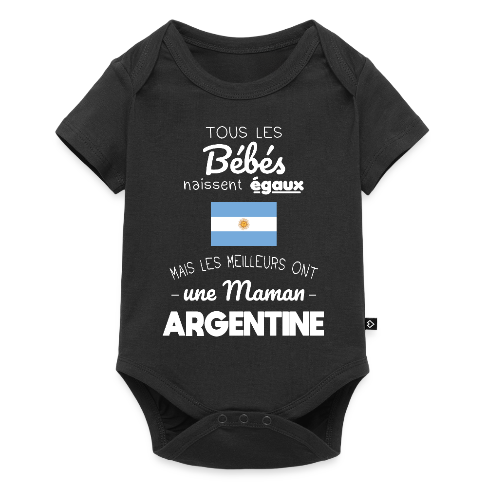 Body Bébé bio manches courtes - Les Meilleurs Ont Une Maman Argentine - noir