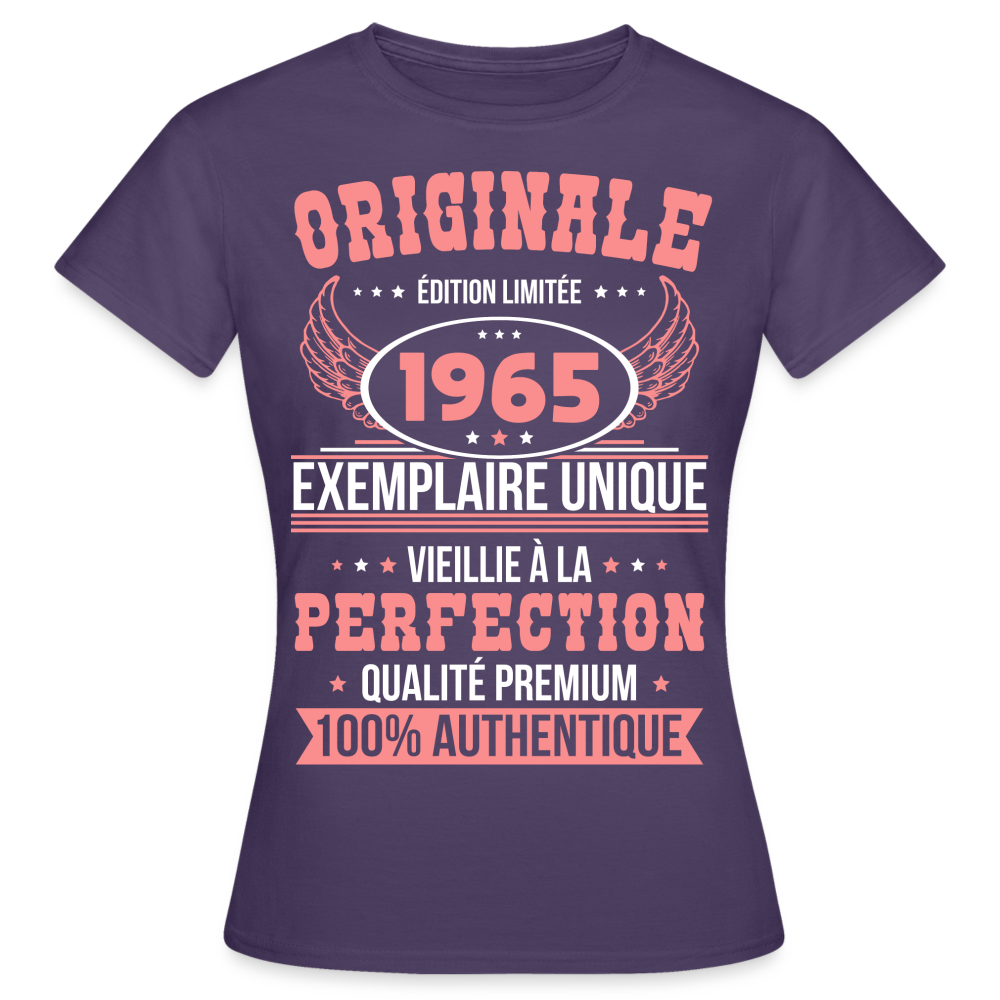 T-shirt Femme - Anniversaire 60 Ans - Originale 1965 - violet foncé