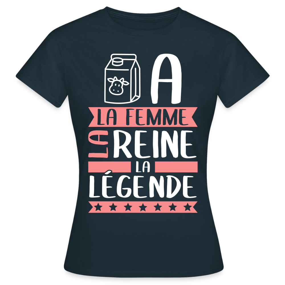 T-shirt femme Léa rébus – La femme, la reine, la légende - marine