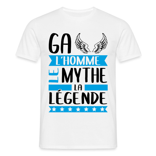 T-shirt homme coloris clair Gaël en rébus – L’homme, le mythe, la légende - blanc