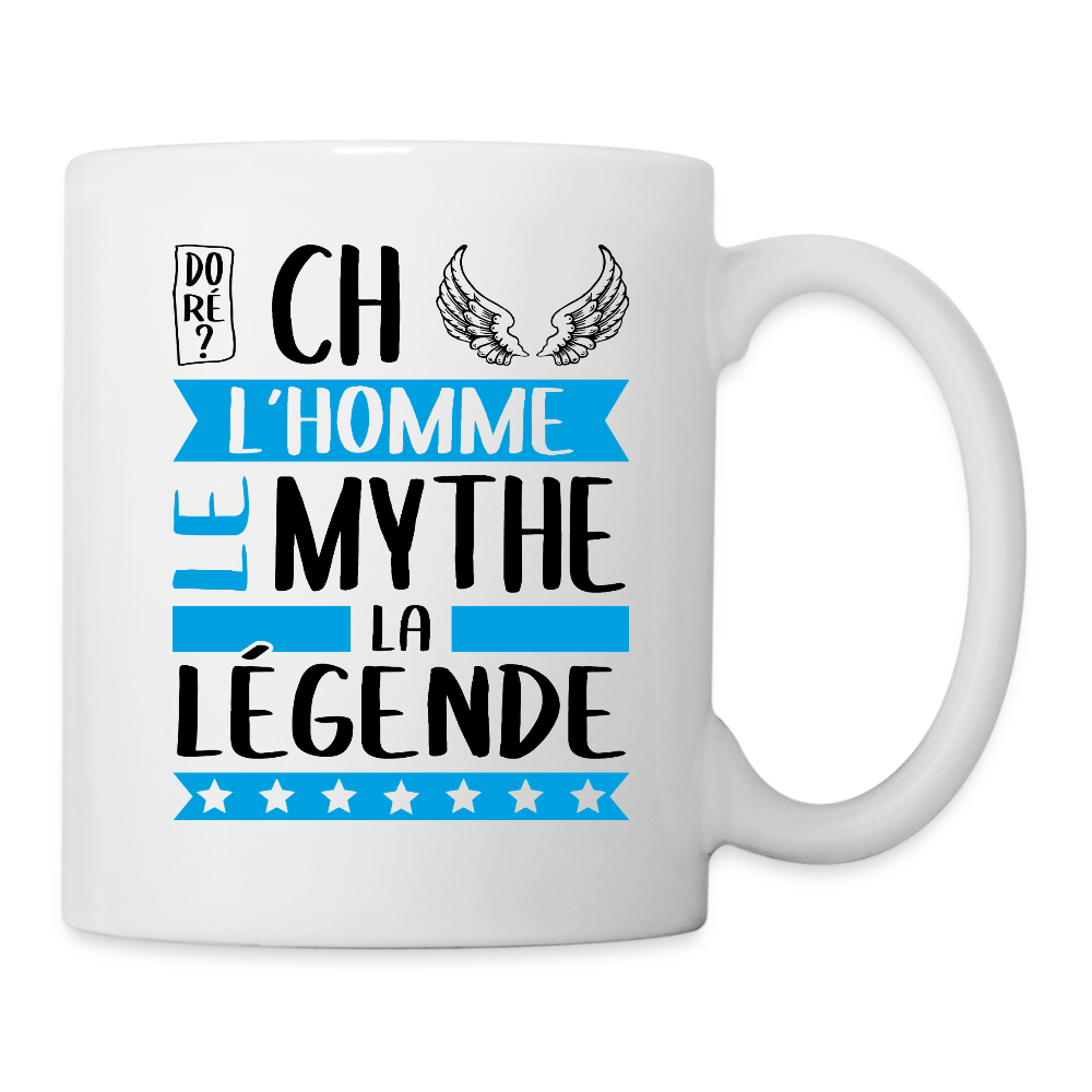 Mug blanc Michel rébus – L’homme, le mythe, la légende - blanc