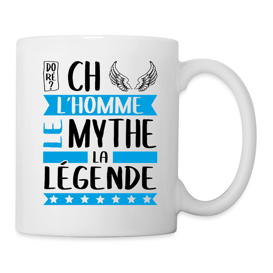 Mug blanc Michel rébus – L’homme, le mythe, la légende - blanc