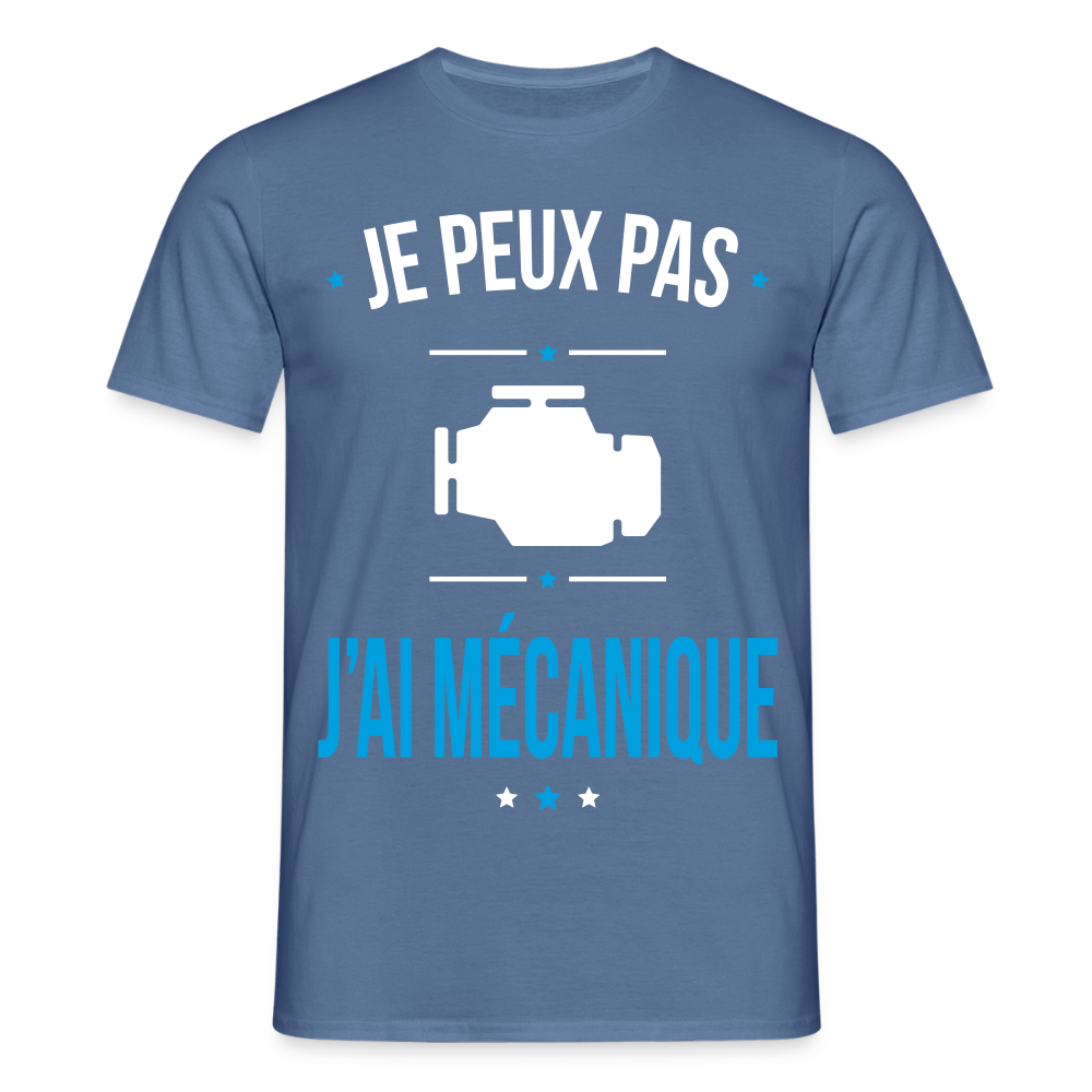 T-shirt Homme - Je peux pas j'ai Mécanique - bleu pigeon 