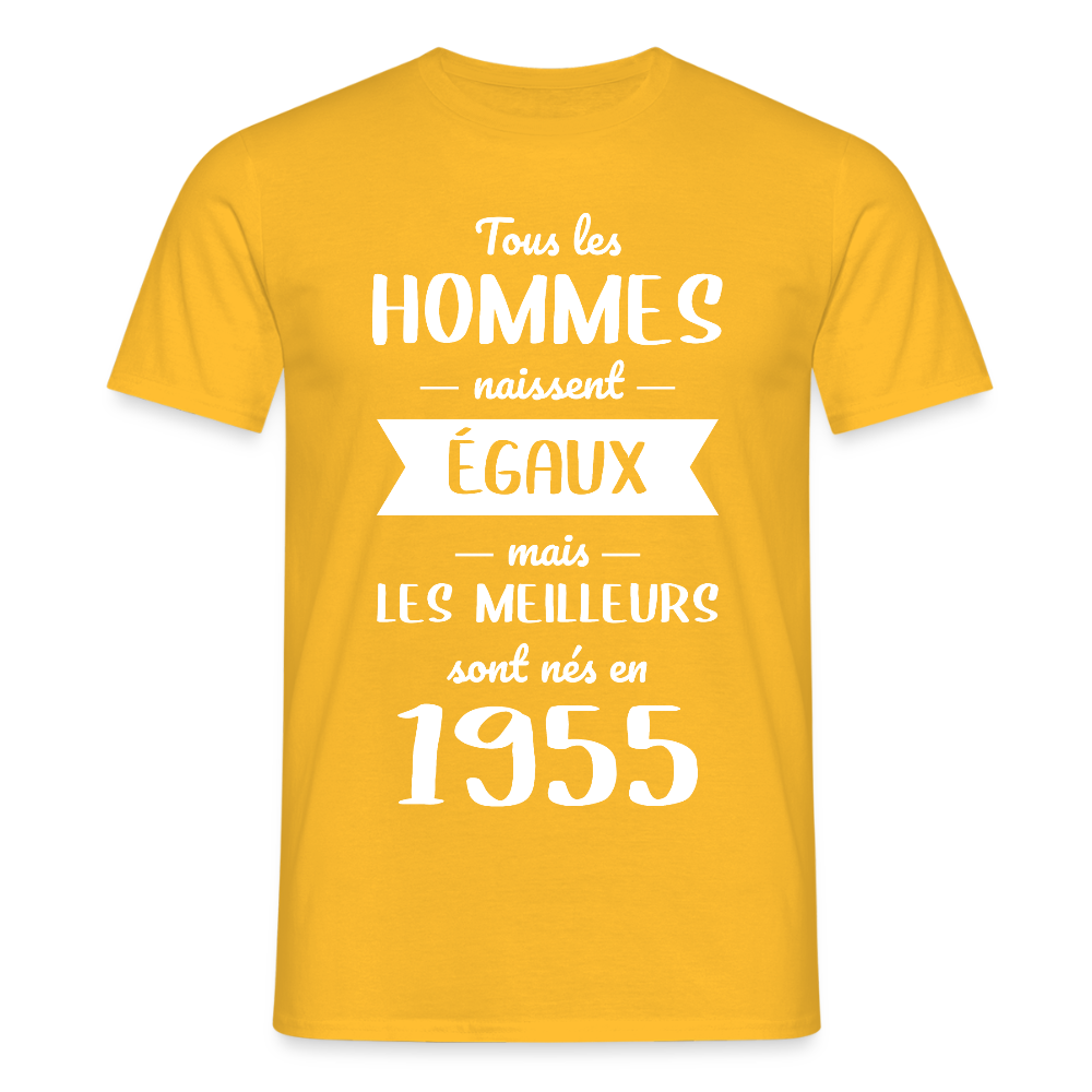 T-shirt Homme - Anniversaire 70 Ans - Les meilleurs sont nés en 1955 - jaune