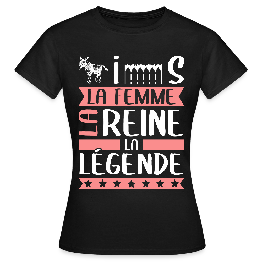 T-shirt femme Agnès rébus – La femme, la reine, la légende - noir
