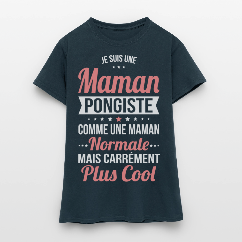 T-shirt Femme - Maman pongiste plus cool - marine